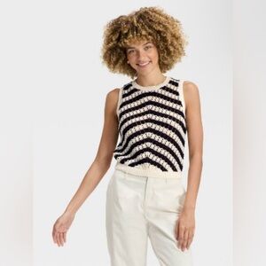 NWT A New Day Black and White Chevron Crochet Tank Top
